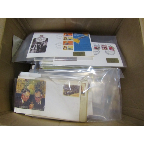 14 - WORLD First Day Covers and commercial Mail many 100s in a well filled box for dozens of different co... 