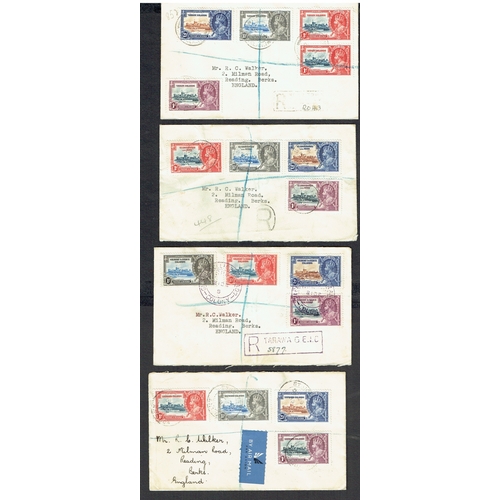 19 - OMNIBUS - 1935 Silver Jubilee Commercial covers (10) mainly registered with full sets incl Dominica,... 