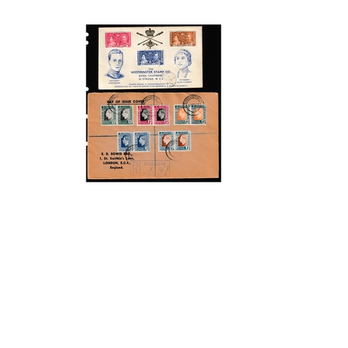 22 - OMNIBUS - 1937 Coronation FDC or FDI covers for 50 different countries each with set of three incl f... 