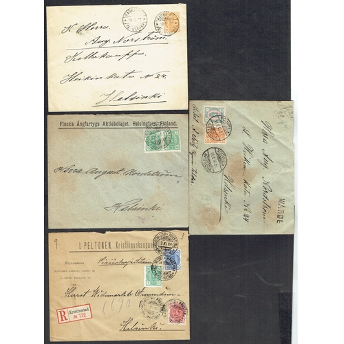 45 - POSTAL HISTORY - Finland: Useful group of circa 1900 covers including printed envelopes, multi combi... 