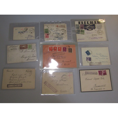 68 - POSTAL HISTORY - Romania:  Sixteen earlier to middle periods with many censored incl 1920 Suczawa to... 