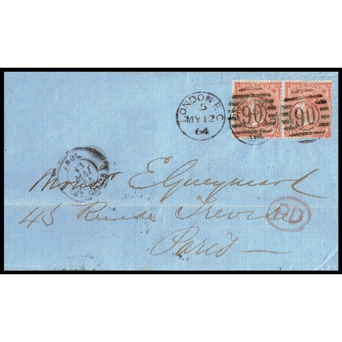 895 - GREAT BRITAIN -  QUEEN VICTORIA - 1863-64 An original French correspondence from East London to Pari... 