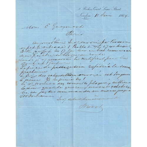 895 - GREAT BRITAIN -  QUEEN VICTORIA - 1863-64 An original French correspondence from East London to Pari... 