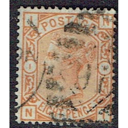 902 - GREAT BRITAIN -  QUEEN VICTORIA - 1876 8d orange very fine used cancelled 97 numeral cancel. Fine ap... 