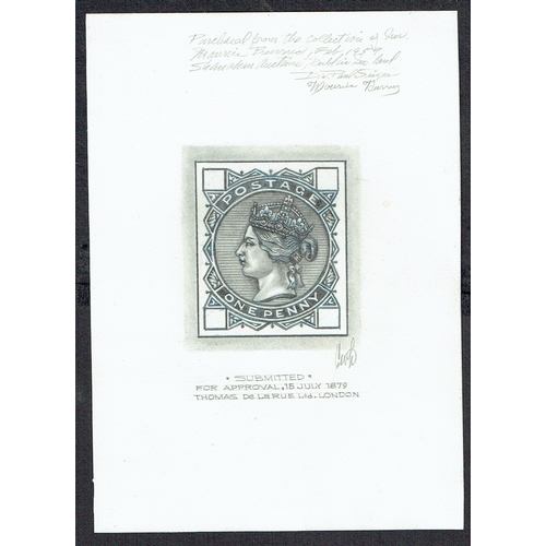 905 - GREAT BRITAIN -  QUEEN VICTORIA - 1879 unadopted pencil drawing on thick paper (114mm x 160mm) submi... 