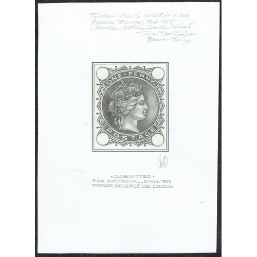 906 - GREAT BRITAIN -  QUEEN VICTORIA - 1879 unadopted pencil drawing on thick paper (114mm x 160mm) submi... 