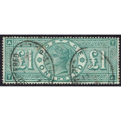 910 - GREAT BRITAIN -  QUEEN VICTORIA - 1891 £1 green fine used well centred example showing TA frame brea... 