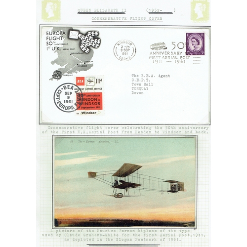 929 - GREAT BRITAIN -  GEORGE V - 1911 First UK Aerial Post:  Purple-Brown printed envelope and insert use... 