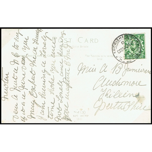 930 - GREAT BRITAIN -  GEORGE V - 1913 (6 Jan) PPC of The Ruel, Glendaruel to Perthshire bearing ½d yellow... 