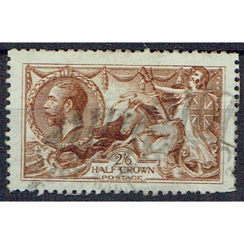 933 - GREAT BRITAIN -  GEORGE V - 1915 DLR 2/6 deep yellow-brown used with light cancels well centred with... 