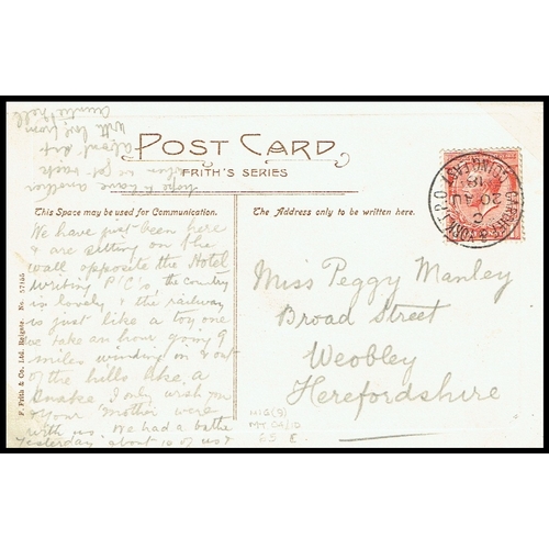 934 - GREAT BRITAIN -  GEORGE V - 1918 (20 Aug) PPC of Devils Bridge to Herefordshire bearing 1d red tied ... 