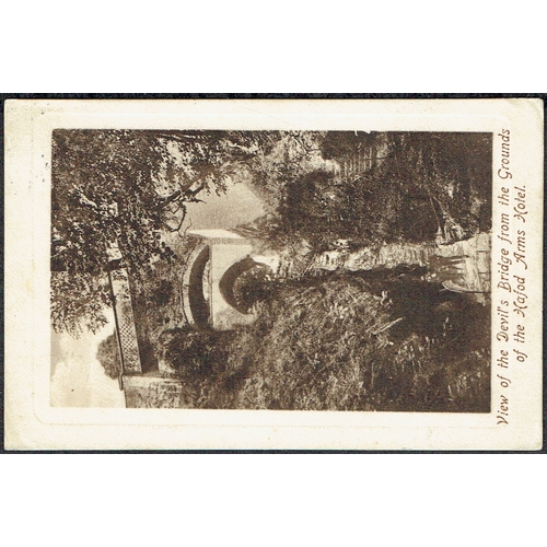 934 - GREAT BRITAIN -  GEORGE V - 1918 (20 Aug) PPC of Devils Bridge to Herefordshire bearing 1d red tied ... 