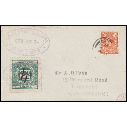 936 - GREAT BRITAIN -  GEORGE V - 1920 KNOTT END RAILWAY Wilson cover sent locally in Manchester bearing G... 