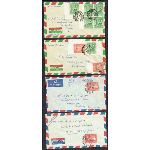114 - ADEN - FORCES MAIL: Group of airmail covers for QEII defins including ADEN GPO, ADEN CAMP, CRATER fr... 