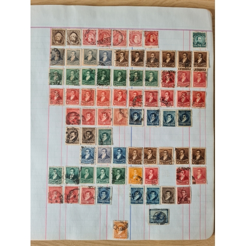125 - ARGENTINA - Collection of many 100s early to modern mint & used stamps on large old time ledger page... 