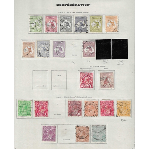 139 - AUSTRALIA - Collection of small ranges on Yvert printed leaves with three better stamps noted 1916 N... 