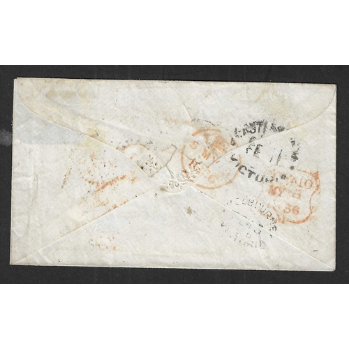 154 - AUSTRALIAN STATES - Victoria: Registered Imperf 1s tied to original 1856 cover Castlemaine to UK, on... 