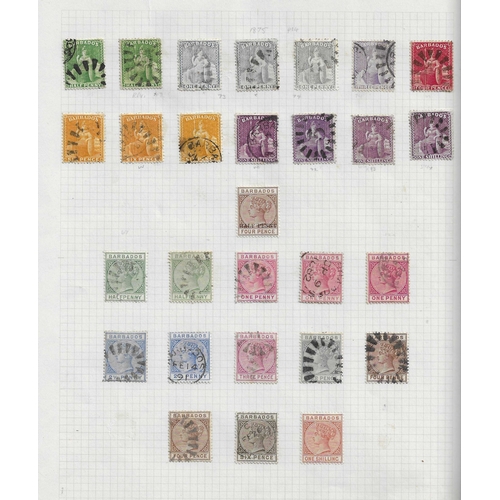 165 - BARBADOS - 1852-1875 QV Early collection of (69) stamps on album leaves notable stamps/sets are 1852... 