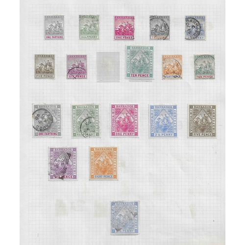165 - BARBADOS - 1852-1875 QV Early collection of (69) stamps on album leaves notable stamps/sets are 1852... 