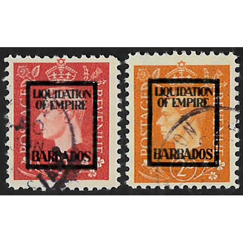 77 - REVENUES & CINDERELLA - Germany Propaganda Forgery: Barbados Liquidation of Empire overprint used wa... 