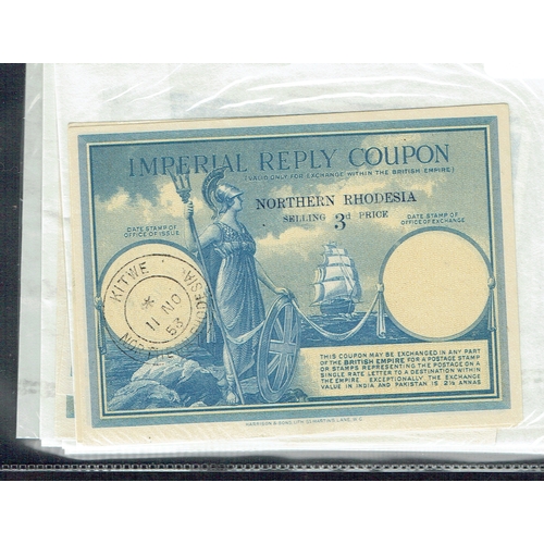 81 - REVENUES & CINDERELLA - Imperial Reply Coupon small collection of Britannia design from British Afri... 