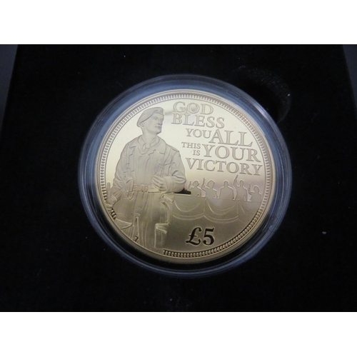 107 - Cased 75th Anniversary of VE Day Gold Proof £5 Coin