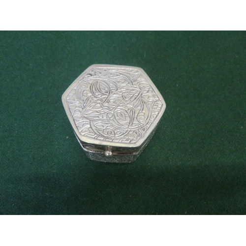 125 - Continental White Metal Lidded Pill Box