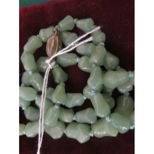 81 - Large Green Stone Necklace with Silver Clasp