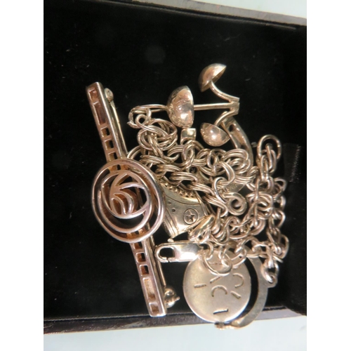 108 - Ortak Brooch Silver Jewellery Charm Bracelet