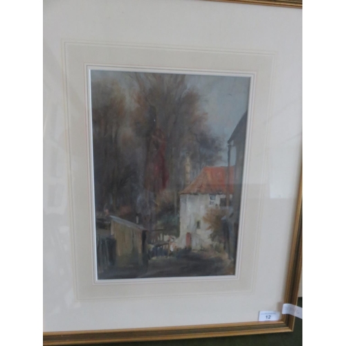 12 - Framed Oil Painting - House and Woodlands - Unsigned