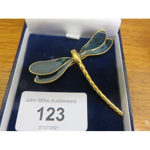 123 - Green Enamel Dragonfly Brooch