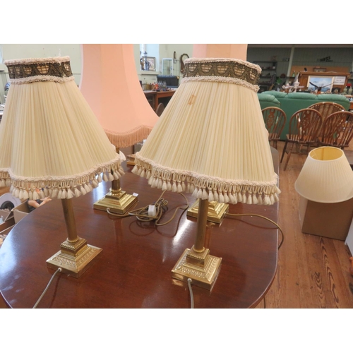 337 - Two Pairs of Brass Column Table Lamps