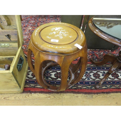 343 - Eastern Mother of Pearl Inlaid Hardwood Stool