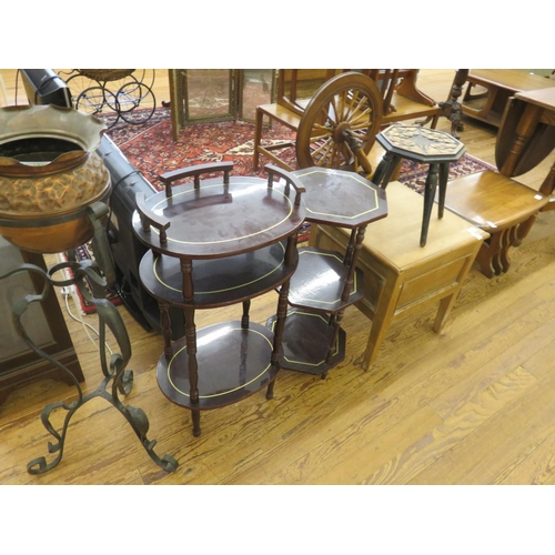 358 - Odd Lot - Commode, Metal Pot Stand and Matching Tables