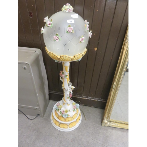 386 - Ornate Figure Floor Standing Lamp with Globe Shade