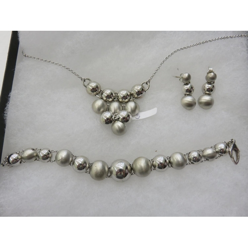 93 - Sterling Silver Necklace, Bracelet and Earring Set