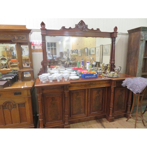 338 - Victorian Mahogany Pedestal Mirror Back Sideboard