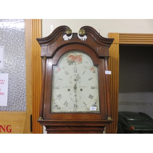 353 - Oak Longcase Clock with  Enamel Dial, John Barron, Aberdeen