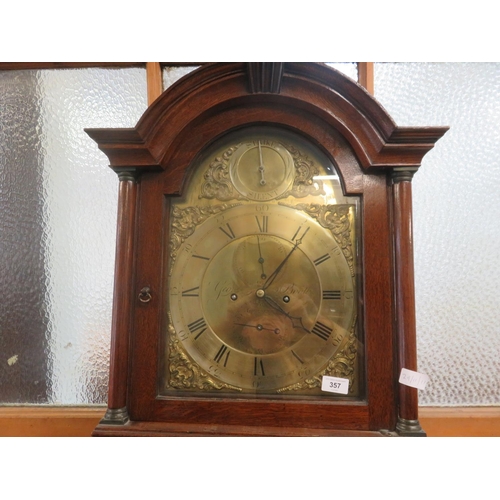 357 - Oak Longcase Clock with Brass Dial, George Booth, Aberdeen