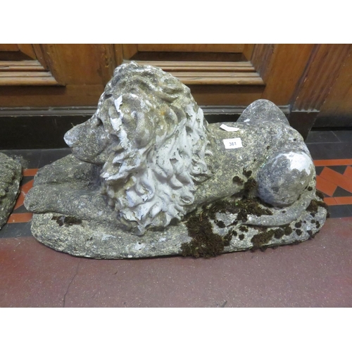 361 - Pair of large stone Garden Lion Ornaments