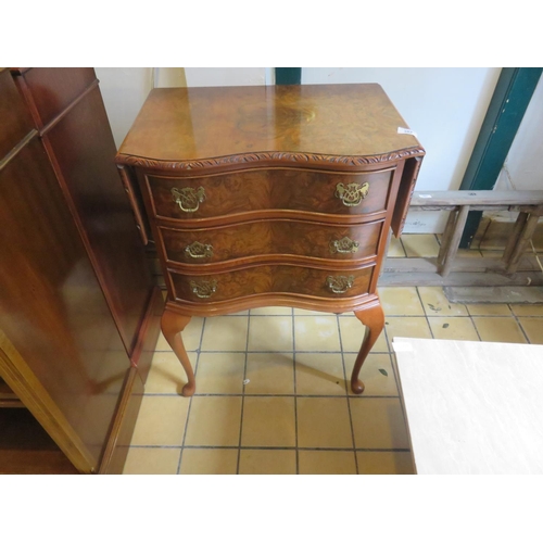 382 - Walnut Drop Leaf three drawer chest on legs