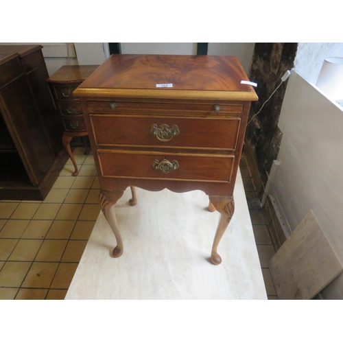 384 - Walnut Veneer Two Drawer Chest on legs with brushing slide