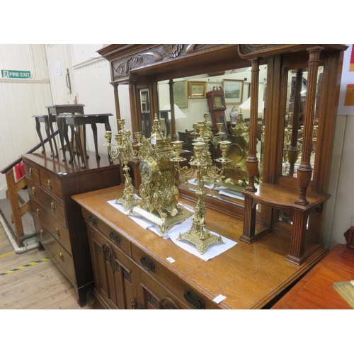 340 - Arts & Crafts Style Oak Mirror Back Sideboard