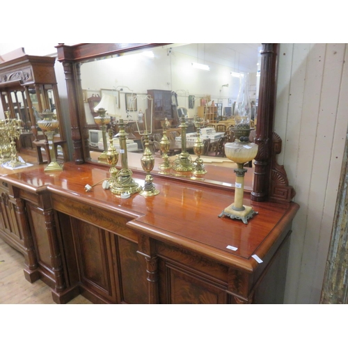 341 - 19th Century Mahogany Pedestal Mirror Back Sideboard