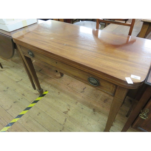 344 - Antique Inlaid Mahogany Games Table with drawer