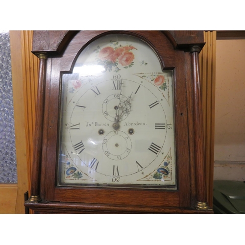 355 - Oak Long Case Clock with Enamel Dial, John Barron, Aberdeen