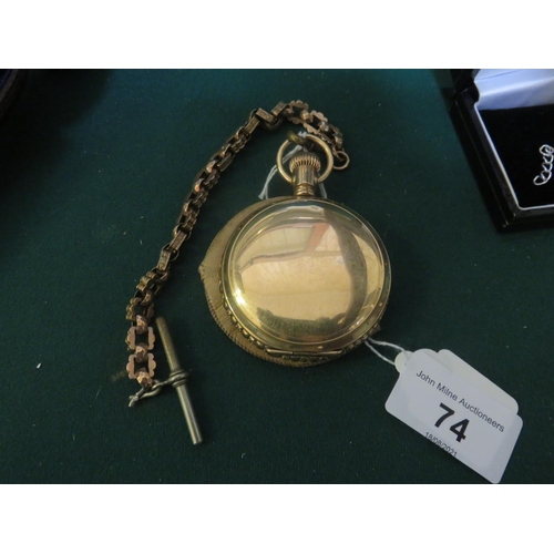 74 - Waltham Gilt Cased Pocket Watch and chain