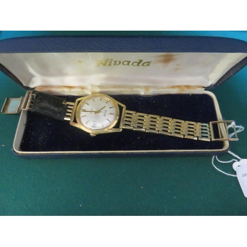 79 - Gents Nivada Wrist Watch with 9ct gold strap