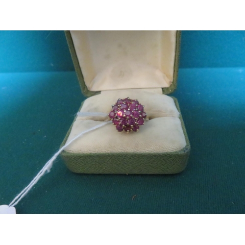 84 - 9ct gold and ruby style dress ring