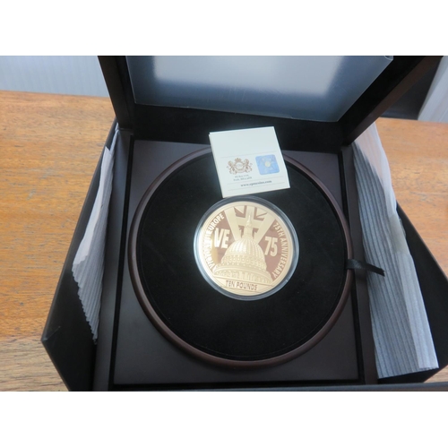 85 - Boxed 5oz Pure Gold 75th Anniversary of VE Day Coin